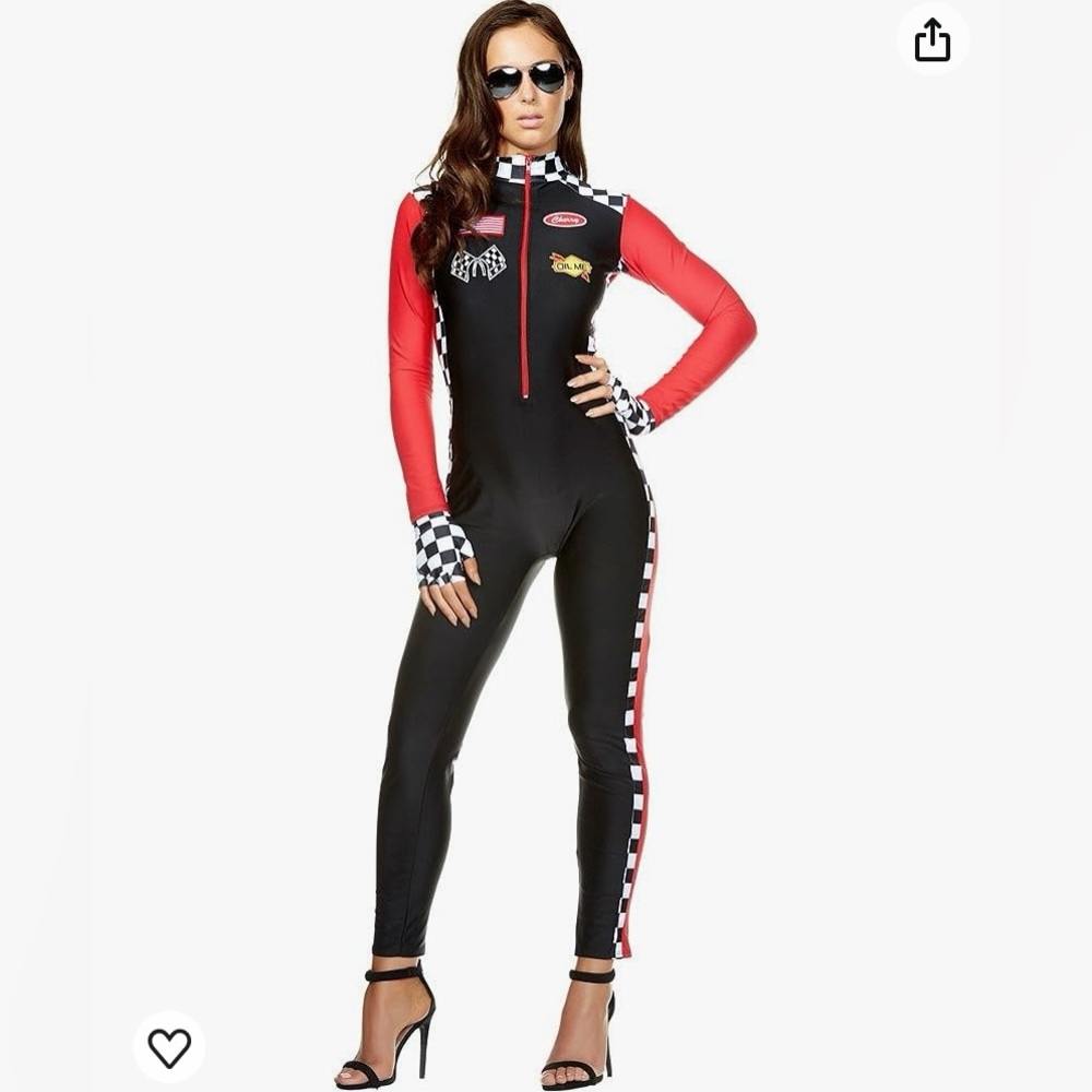 Forplay ride em women’s race car costume for halloween